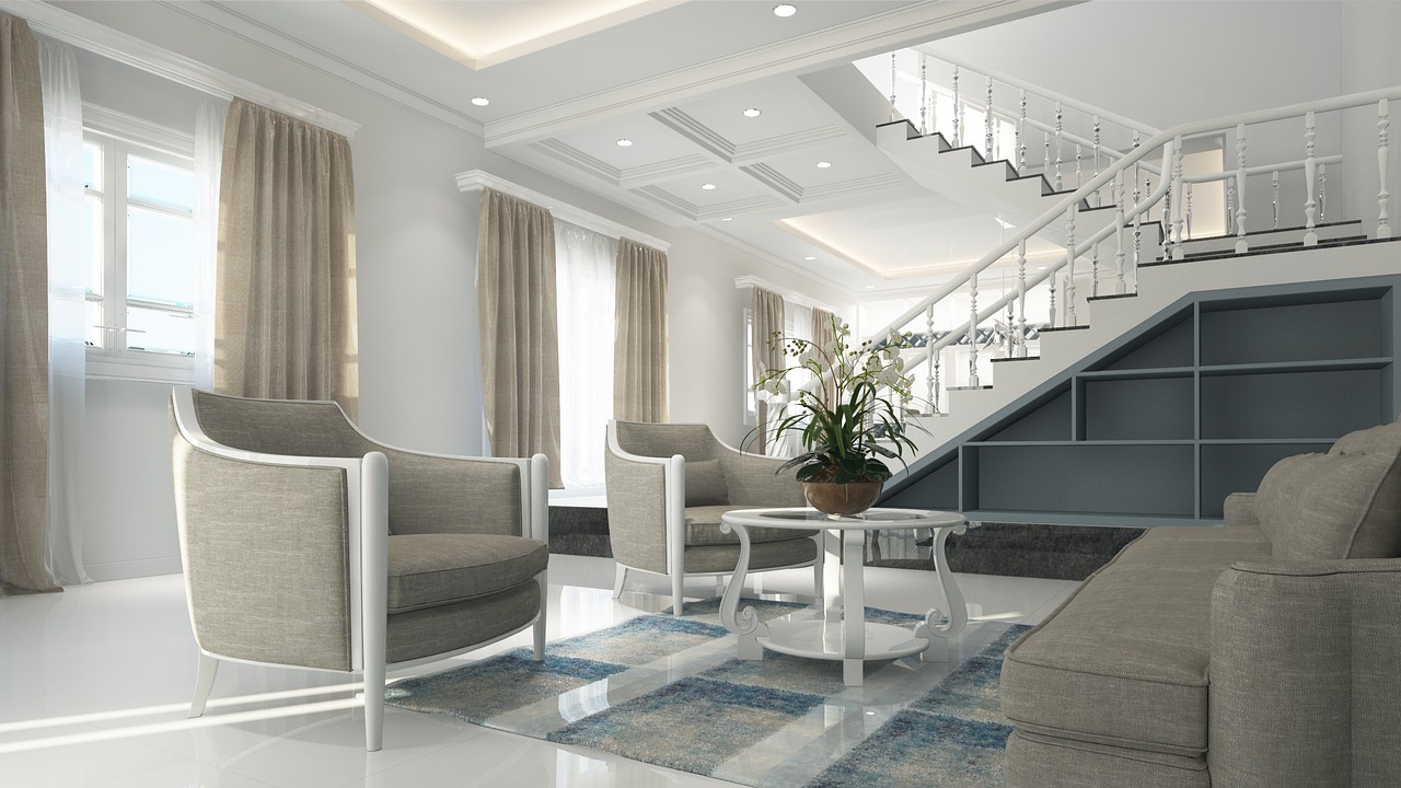 Moderne woonkamer met greige kleurpalet. Moderne woonkamer met greige kleurpalet.